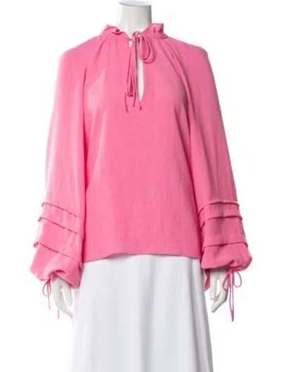 Pre-owned Alexis Tie Neck Long Sleeve Blouse In Pink