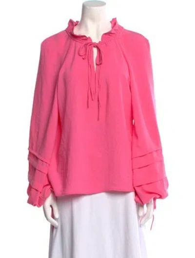 Pre-owned Alexis Tie Neck Long Sleeve Blouse W/ Tags In Pink