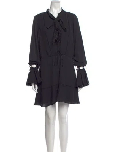 Pre-owned Alexis Tie Neck Mini Dress In Blue