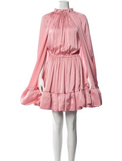 Pre-owned Alexis Tie Neck Mini Dress In Pink
