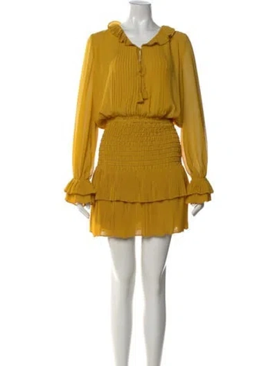 Pre-owned Alexis Tie Neck Mini Dress W/ Tags In Yellow