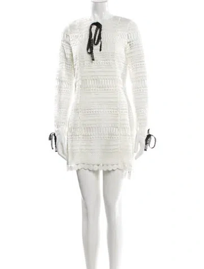 Pre-owned Alexis Tie Neck Mini Dress In White