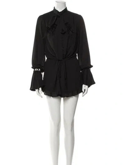 Pre-owned Alexis Tie Neck Romper In Black