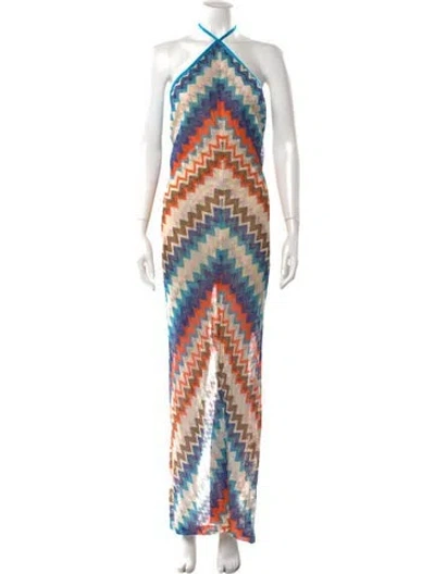 Pre-owned Alexis Tie-dye Print Long Dress In Blue