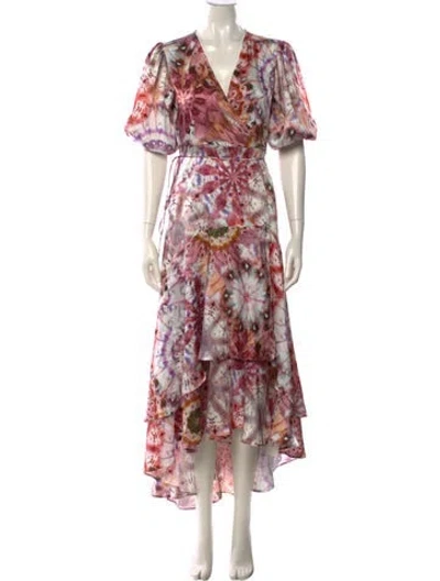 Pre-owned Alexis Tie-dye Print Long Dress In Neutral