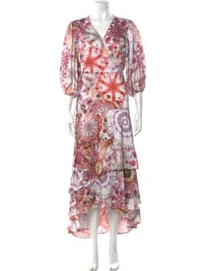 Pre-owned Alexis Tie-dye Print Long Dress In Pink
