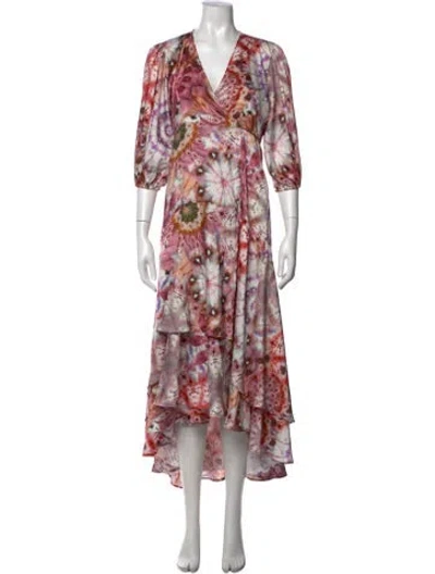 Pre-owned Alexis Tie-dye Print Long Dress In Pink