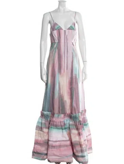 Pre-owned Alexis Tie-dye Print Long Dress W/ Tags In Purple