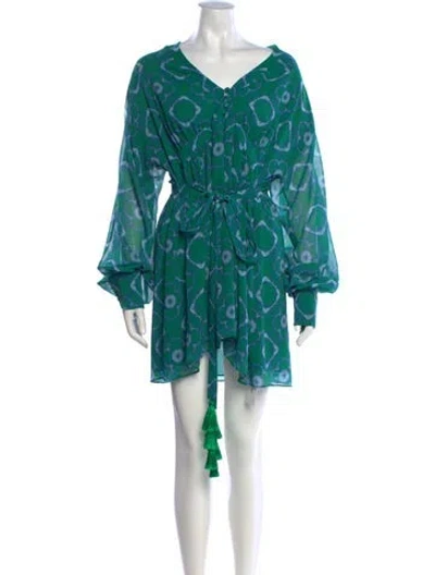 Pre-owned Alexis Tie-dye Print Mini Dress In Green