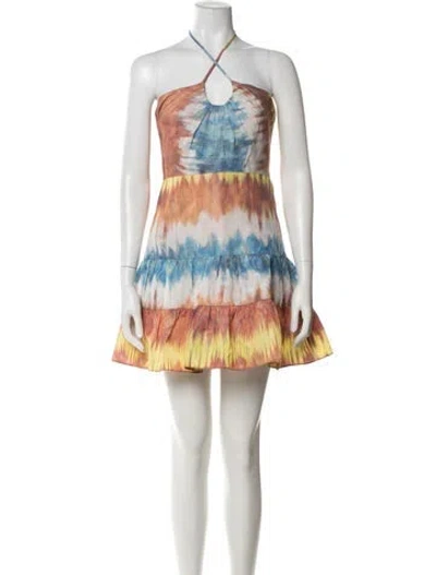 Pre-owned Alexis Tie-dye Print Mini Dress In Orange