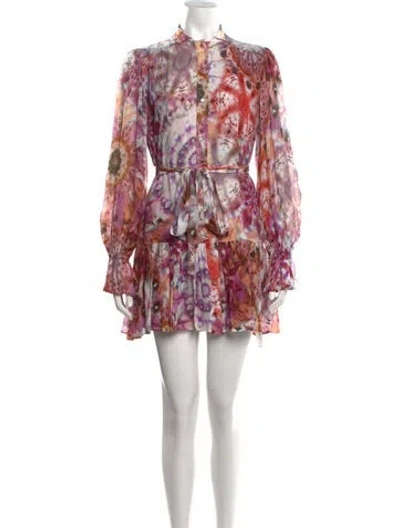 Pre-owned Alexis Tie-dye Print Mini Dress In Purple