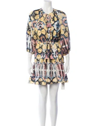 Pre-owned Alexis Tie-dye Print Mini Dress In Yellow