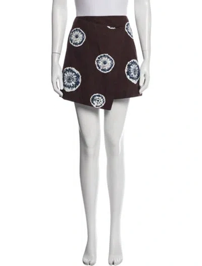 Pre-owned Alexis Tie-dye Print Mini Skirt In Brown