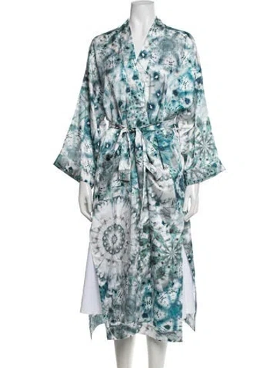 Pre-owned Alexis Tie-dye Print Robe W/ Tags In Blue