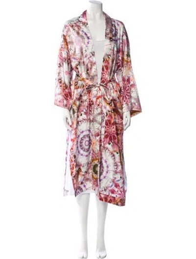 Pre-owned Alexis Tie-dye Print Robe In White