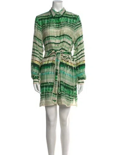 Pre-owned Alexis Tie-dye Print Romper In Green