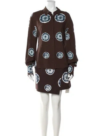 Pre-owned Alexis Tie-dye Print Skirt Set In Brown