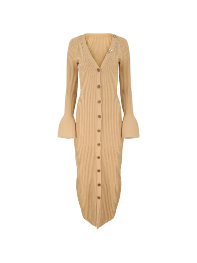 Alexis Trisha Bell-sleeve Midi Dress In Brown