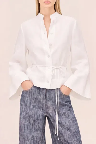 Alexis - Trunkshow Alba Top In White Linen In Neutral