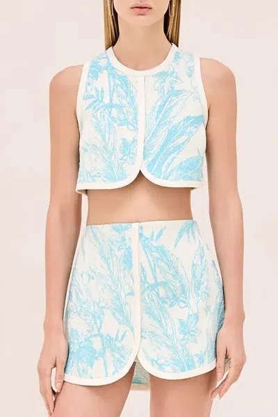 Alexis - Trunkshow Ola Top In Aqua Palm In Blue