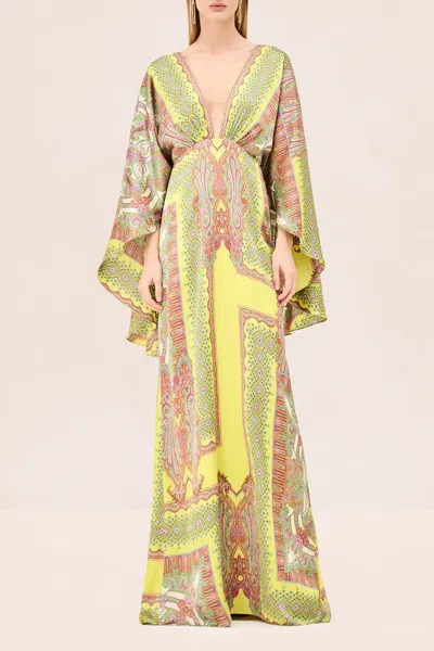 Alexis - Trunkshow Valleta Dress In Yellow Paisley In Multi