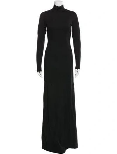 Pre-owned Alexis Turtleneck Long Dress In Black