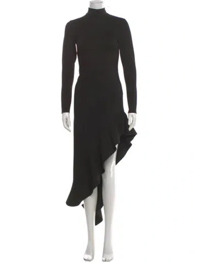 Pre-owned Alexis Turtleneck Long Dress In Black
