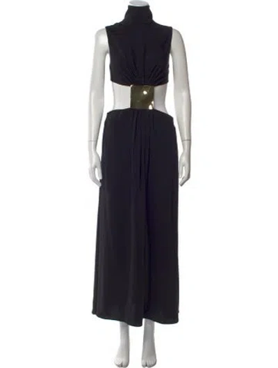 Pre-owned Alexis Turtleneck Long Dress In Black
