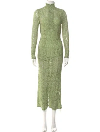 Pre-owned Alexis Turtleneck Long Dress In Green