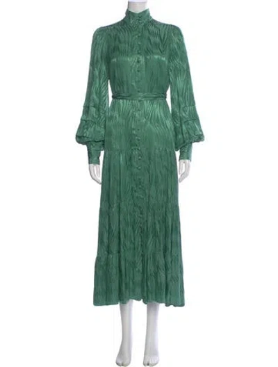 Pre-owned Alexis Turtleneck Long Dress In Green