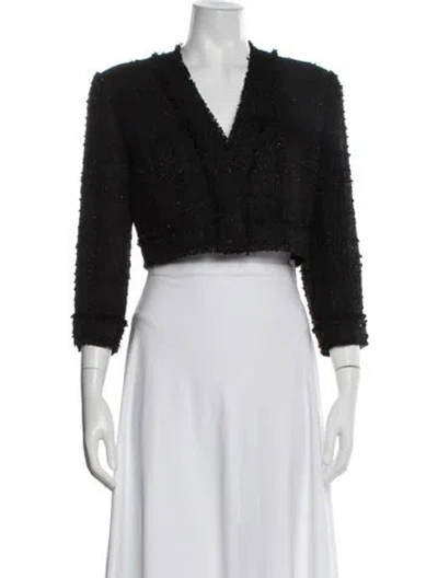 Pre-owned Alexis Tweed Pattern Bolero In Black