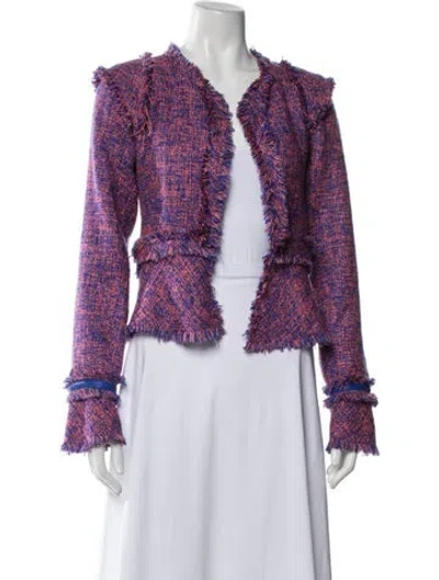 Pre-owned Alexis Tweed Pattern Jacket In Purple
