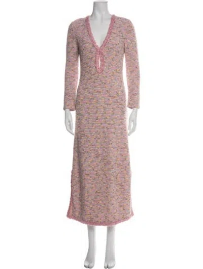 Pre-owned Alexis Tweed Pattern Long Dress