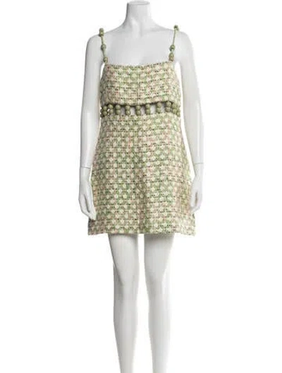 Pre-owned Alexis Tweed Pattern Mini Dress In Green