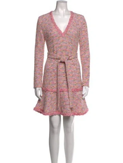 Pre-owned Alexis Tweed Pattern Mini Dress In Pink