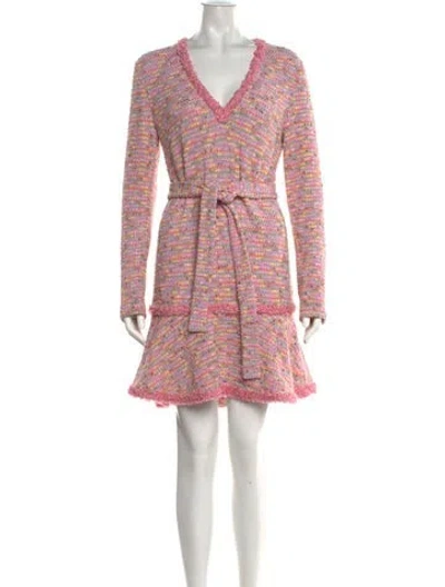 Pre-owned Alexis Tweed Pattern Mini Dress In Pink