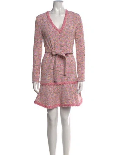 Pre-owned Alexis Tweed Pattern Mini Dress In Pink