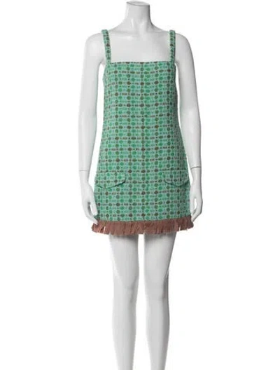 Pre-owned Alexis Tweed Pattern Mini Dress W/ Tags In Green