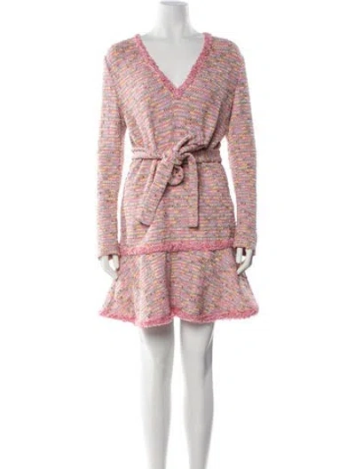 Pre-owned Alexis Tweed Pattern Mini Dress W/ Tags In Pink