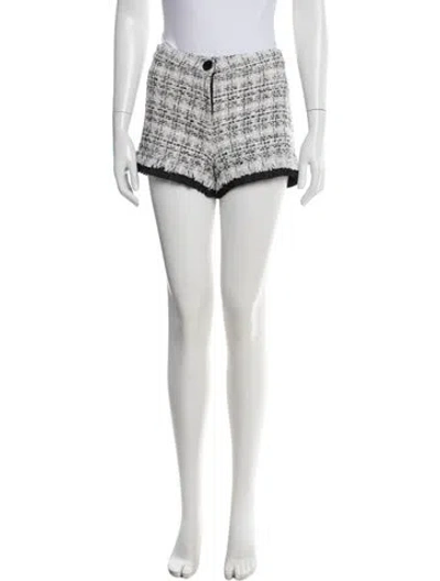 Pre-owned Alexis Tweed Pattern Mini Shorts In White