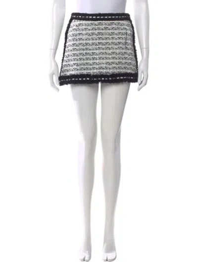 Pre-owned Alexis Tweed Pattern Mini Skirt In White