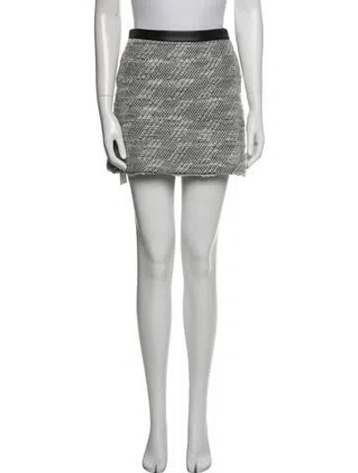 Pre-owned Alexis Tweed Pattern Mini Skirt In White