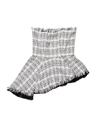 Pre-owned Alexis Tweed Pattern Mini Skirt In White