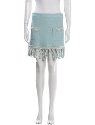 Pre-owned Alexis Tweed Pattern Mini Skirt In White