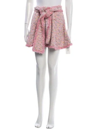 Pre-owned Alexis Tweed Pattern Mini Skirt In White