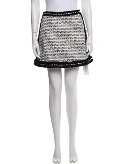 Pre-owned Alexis Tweed Pattern Mini Skirt In White
