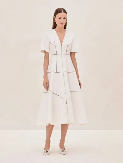 Alexis Valry Short-sleeve Midi Dress In White