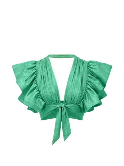 Alexis Varenna Ruffled Blouse In Green