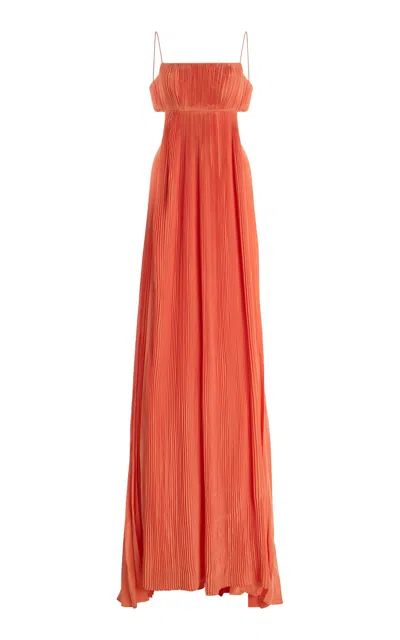 Alexis Varranza Cutout Plisse Maxi Dress In Orange