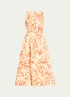 Alexis Vermeer Sleeveless Faux-wrap Midi Dress In Orange Brush